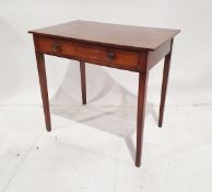 19th century oak side table with frieze drawer, on tapering supports, 26cm wide