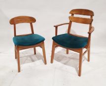 1969/1970 Oliver Morel Cotswold School walnut oval dining table and chairs, the table  having