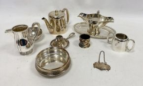 Quantity of plated ware to include teapot, sugar bowl, dishes, etc (1 box)