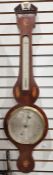 Victorian mahogany banjo barometer with shell inlay detail and broken arch pediment, 102cm