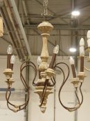 20th century modern composite electrolier with six branches, stone-effect