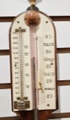 19th century mahogany stick barometer in plain mahogany case with bone thermometer and pressure