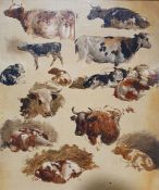 Robert Hills (1769-1844) Oil on canvas Studies of cows, unsigned, Albany Gallery, London label
