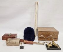 Group of assorted collectables including Herbert Johnson (London) blue velvet clad riding helmet,