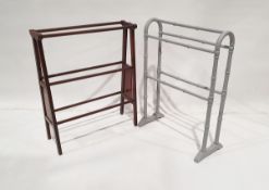 Grey painted towel rack together with a mahogany towel rack (2)