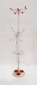 Retro white, chrome and red plastic coat stand, marked to base HAGC, patent no. 907614, 158cm high