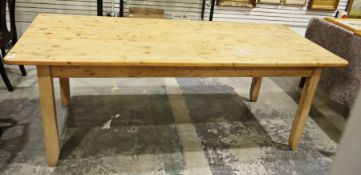 20th century pine rectangular table, 92cm x 203cm approx.