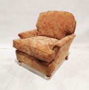 Pair of Duresta modern red ground and gold leaf upholstered armchairs (2) Condition