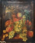 Manner of Yan Mortel (1652-1719) Oil on canvas Still life with fruit, probably early 19th century,
