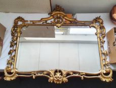 Late 19th century gilt framed rectangular wall mirror with original design drawing 