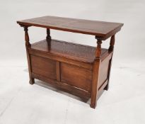 Oak monk's bench, 71cm high x 91cm wide x 48cm deep