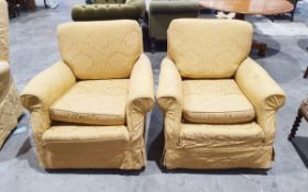 Pair of 20th century floral gold upholstered armchairs (2)Condition Reportthe height is 77cm, the