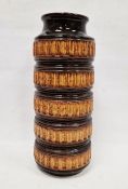 West German pottery vase, 1960's/70's, moulded marks, patttern no.268/40, of cylindrical form,