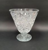 Large flared conical footed vase, late 19th/early 20th century, cut with diamonds enclosing star