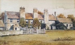 Victorian watercolour Country house, monogrammed and dated '92 lower left Watercolour Country house,