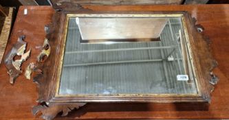 Georgian fretwork mirror, with rectangular plate glass (with damage)