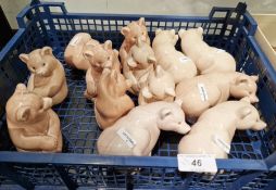 Large collection of Poole pottery animals, 20th century, printed marks, comprising 13 models of