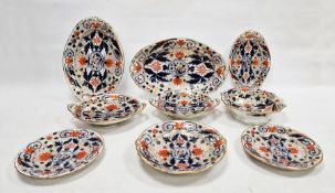 Staffordshire ironstone Imari pattern part-dinner service, circa 1830, impressed F & M marks,