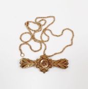 9ct gold chain necklace (clasp broken), 2.5g approx. and a Victorian 9ct gold mourning brooch, 2.
