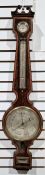Victorian banjo barometer in mahogany case, topped with broken pediment and urn finial, with