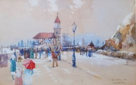 Frank Henry Mason (1875-1965) Watercolour and bodycolour Quayside scene with figures, signed lower