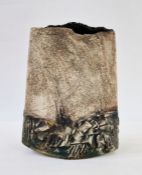 Peter Clough (b.1944) studio pottery landscape vase, marked to side, 24.5cm high approx.