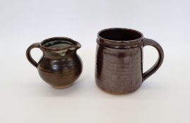 Lowerdown Pottery Jug with tenmoku glaze, impressed mark to base (h.10.5cm) together with a
