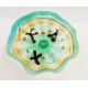 Viz Glass Inc. American glass centrepiece bowl in green, yellow and brown, with label, 39cm diameter - Image 3 of 5