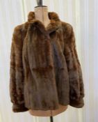 Vintage dyed ermine jacket with monogram 'JM' to inner lining