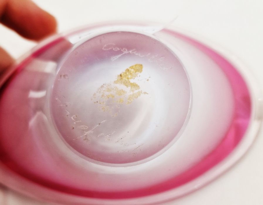 Flygsfors pink cased glass bowl by Paul Kedelv, marked to base, dated 63, 13cm wide x 6cm high, - Image 4 of 4