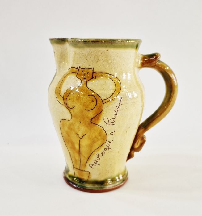 Jim Dominique Keeling for Wychwood Pottery sgraffito-patterned ewer, marked to base, 25cm high and a - Image 7 of 14