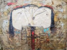 Guido Balderrama (Bolivian b.1958) Oil on canvas Three figures singing, signed lower left, unframed,