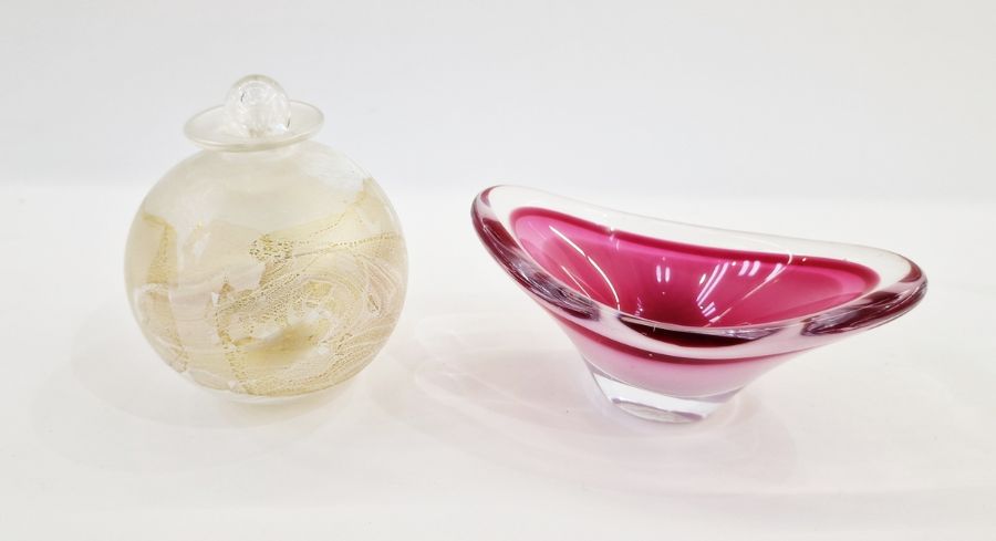 Flygsfors pink cased glass bowl by Paul Kedelv, marked to base, dated 63, 13cm wide x 6cm high, - Image 2 of 4