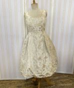 Vintage Frank Usher brocade cocktail dress with a fitted boned inner bodice, very full skirt,