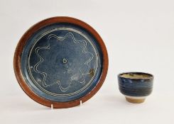 Ray Finch (1914-2012) for Winchcombe Pottery blue and cream glazed tea bowl with impressed marks,