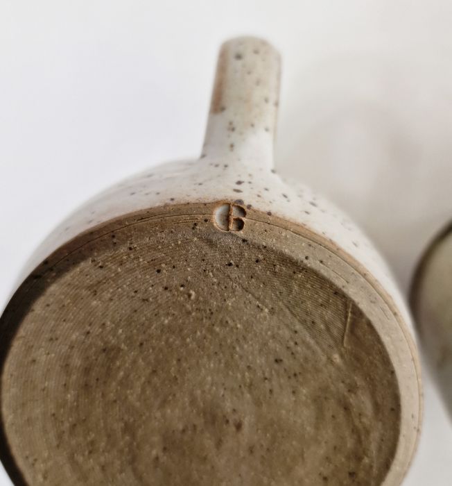 Four studio pottery mugs by the same artist, possibly Andrew Davidson, impressed mark to base, - Image 5 of 8