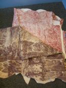 A Pair of pink , quilted 'Toile de Jouy' single bedspreads, with scalloped edges, backed with