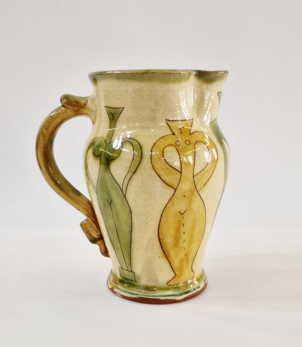 Jim Dominique Keeling for Wychwood Pottery sgraffito-patterned ewer, marked to base, 25cm high and a - Image 9 of 14