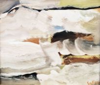 Robert Sadler (1909-2001) Oil on board Untitled, abstract composition with green, brown and blue,