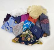 Various modern silk scarves to include Dior,  a cream 1920's silk stole, ( 1 box)