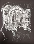 Nicholas Garland (British b. 1935) Linocut 'Late night conversation I', single linocut from '