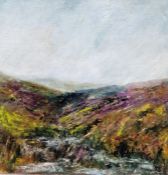 Jean Sandham (20th century) Oil on board 'Peat Bog', initialled lower right, framed, 25.5 x 25cm