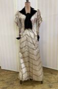 Film costume interest      -    1890's-style satin, sequin embroidered bodice and skirt, full