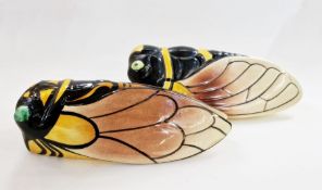 Vallauris wall pocket in the form of a cicada, 31cm, together with another similar marked