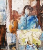 Robert Sadler (1909-2001) Oil on panel Female seated in interior, Indistinctly titled by artist