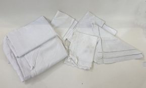 Large quantity of cotton flat sheets, single and double, Oxford and housewife pillow cases, many