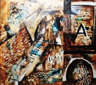 20th century school Mixed media Abstract interior, unsigned, framed and glazed, 51 x 54cm