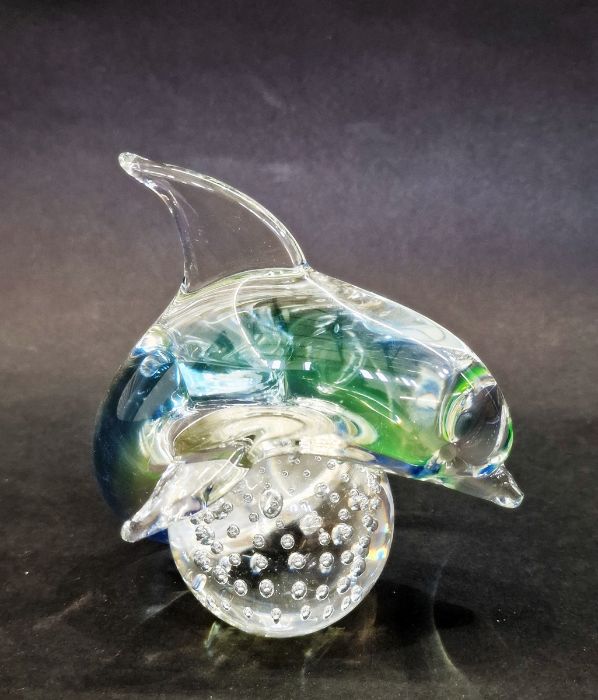 V Nason & Co. Murano glass dolphin paperweight, signed to base,13cm high - Image 3 of 4