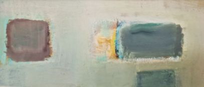 Robert Sadler (1909-2001) Oil on board 'Blue and Yellow', abstract with coloured panels, signed