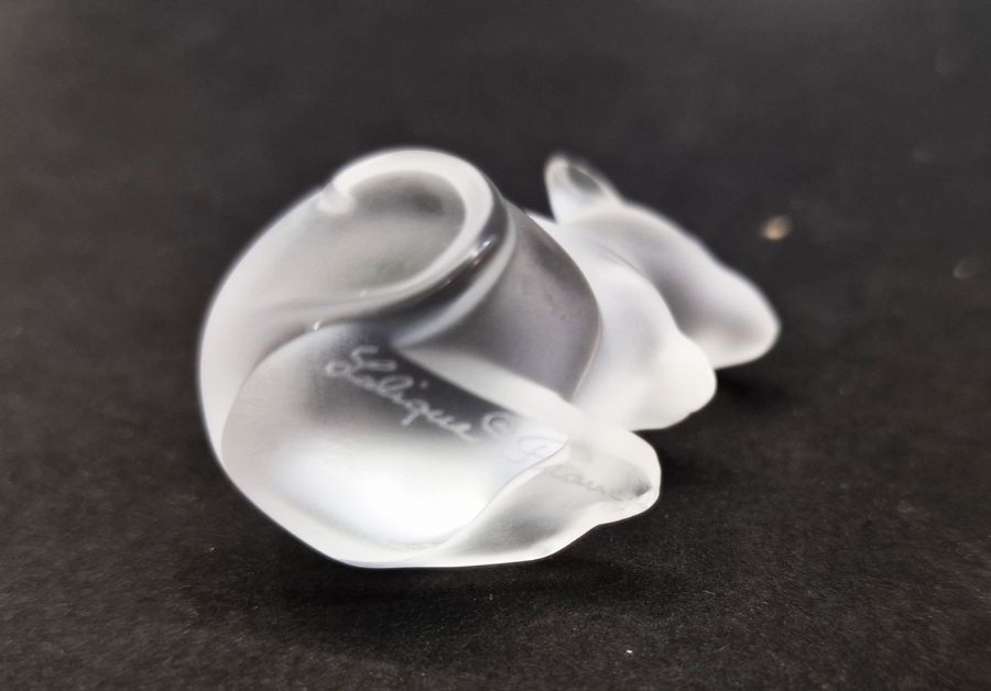 Lalique ' Leda and the Swan' , with etched mark to base and label, 11.5cm high approx., a Lalique - Image 3 of 5